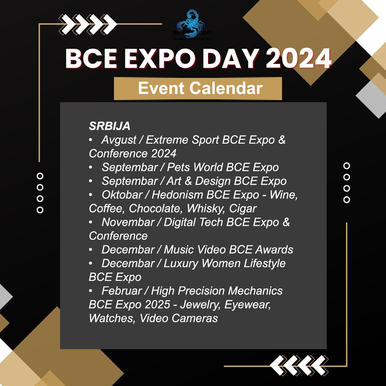 BCE Expo Day - Kalendar sajmova 2024 / 2025